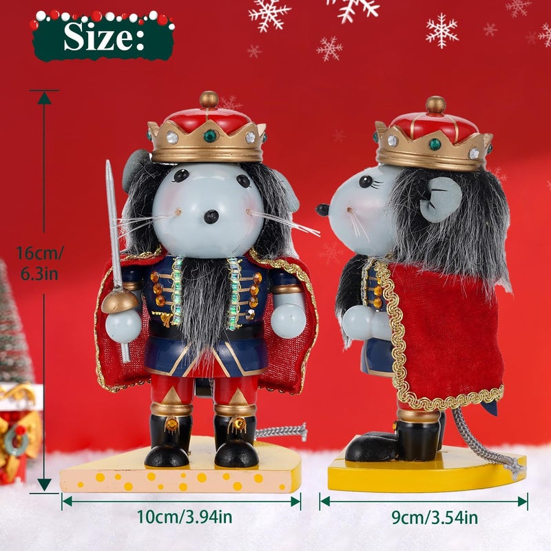 BXO Store Christmas Decorations Nutcracker Ornament,6.3 Inch Wooden Traditional Nutcracker,Festive Collectible Christmas Nutcracker,Painted Nutcracker Figures Party Tabletop Thanksgiving Decor(Mouse King) - Image 2